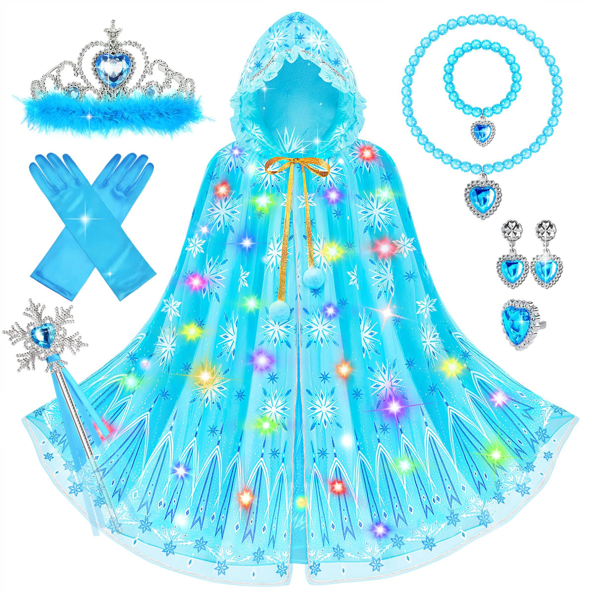 Princess Dress up for Girls 4-6, Light up Unicorn Princess Cape with Crown
