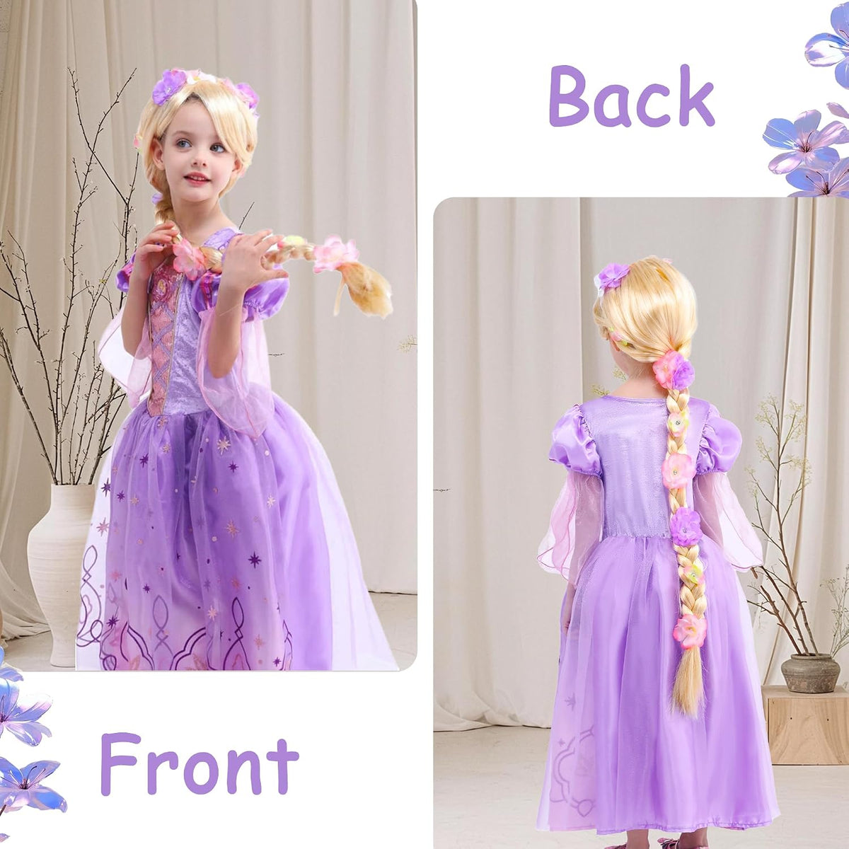 Lingway Toys Girls Purple Princess Dress Costume,Rapunzel Dress For Girls