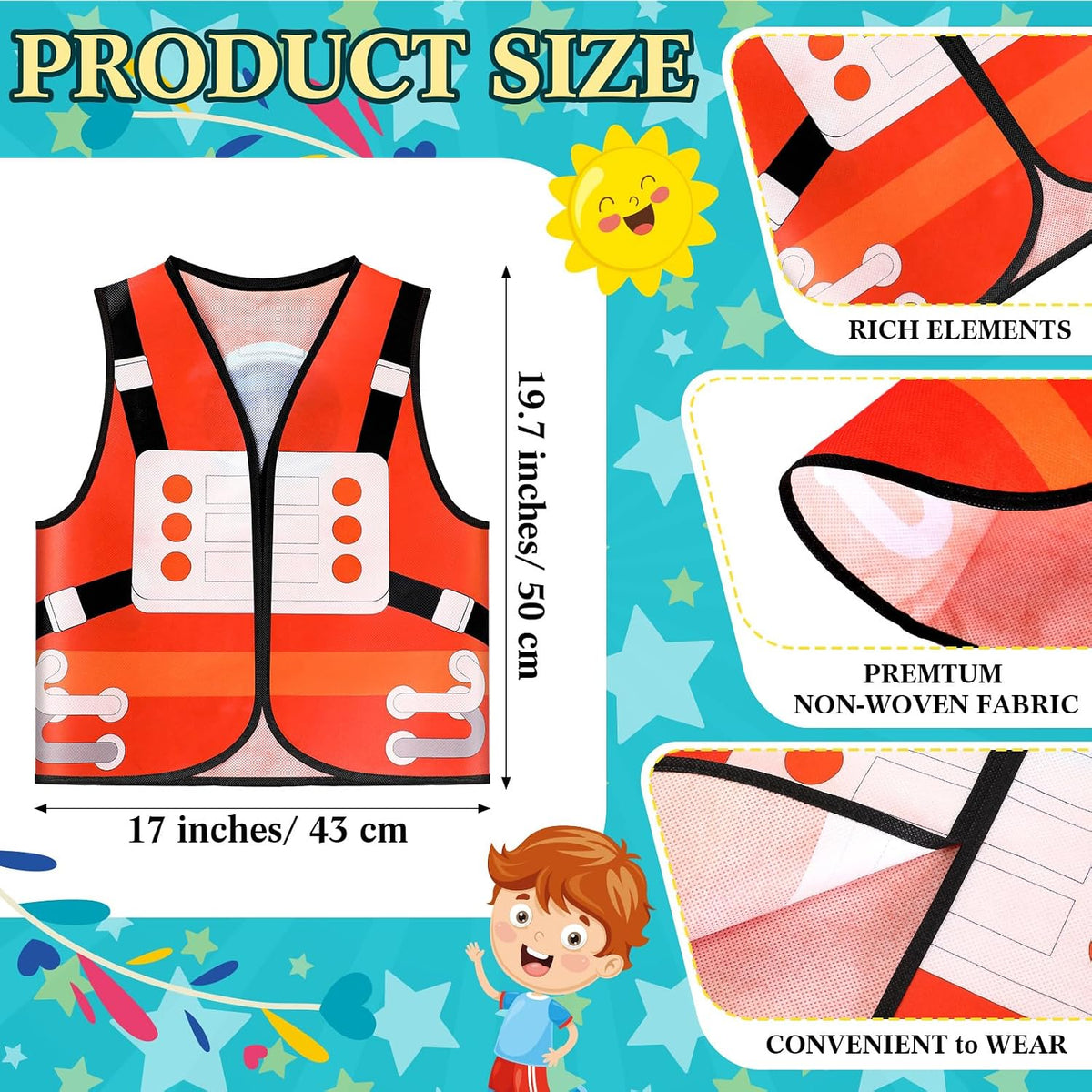 Geyoga 24 Pcs Kids Community Helper Dress Up Vest Career Cosplay Cloth Toddlers Occupation Pretend Play Costume