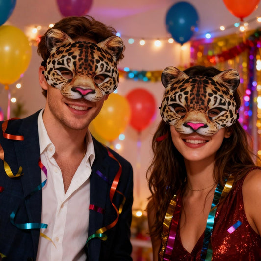 1Pcs Halloween Half Face Masquerade Masks Animal Leopard Masks for Halloween Carnival Party Dress Up Costume Props