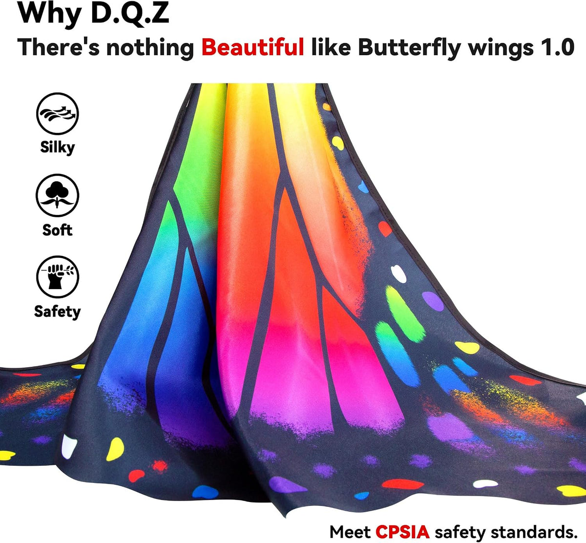 D.Q.Z Toddler-Kids Butterfly Wings Cape for Girls, 3T-6T Halloween Costume