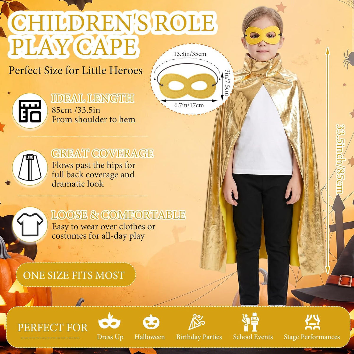 Skicuff 2pcs Halloween Kids Cape and Mask for Hero Party