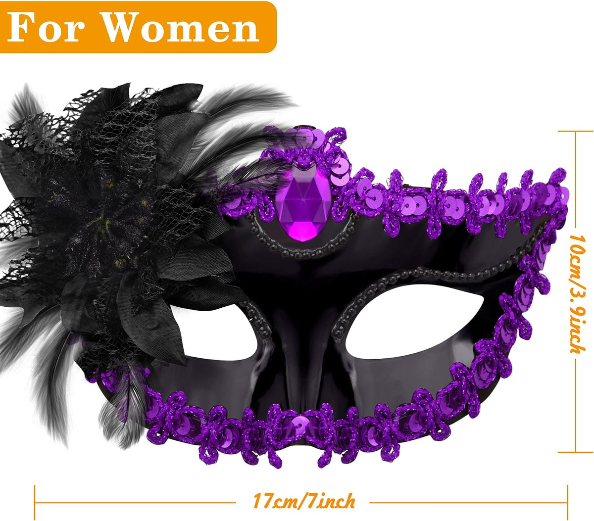 SIQUK Couple Masquerade Masks Set Venetian Party Mask Plastic Halloween Costume Mask Mardi Gras Mask for Women and Men