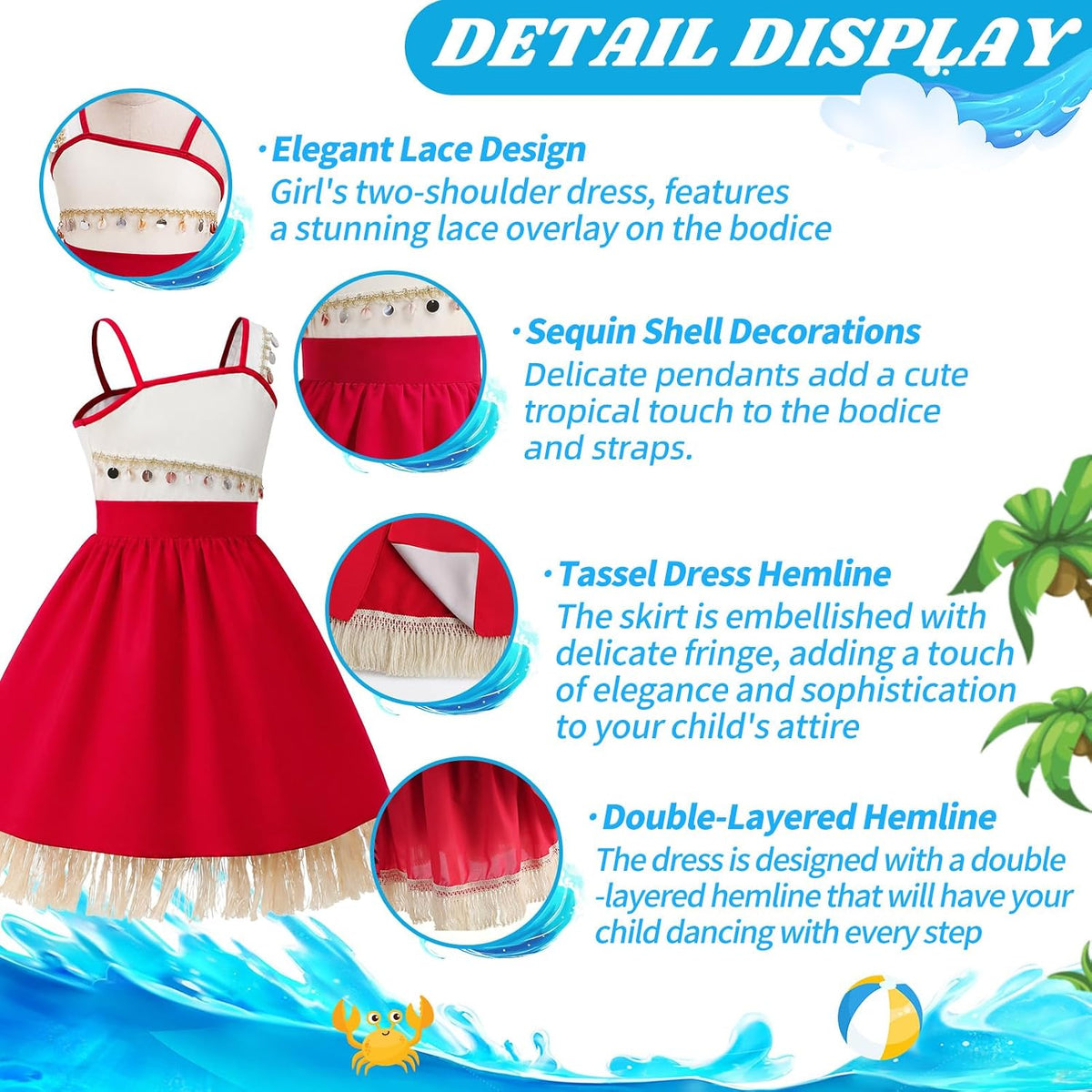 Princess Costume for Girls, Adventure Costume Princess Dress with Accessories, Kids Halloween Princess Dress Up