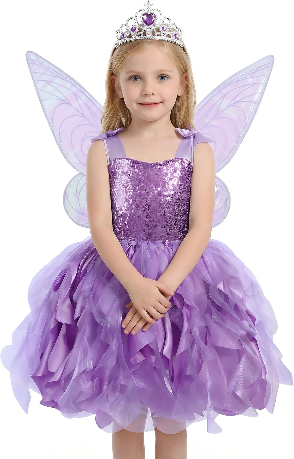 Soyoekbt Fairy Costume for Girls Princess Tutu Dress with Butterfly Wings for Girls Birthday Party Dress Up
