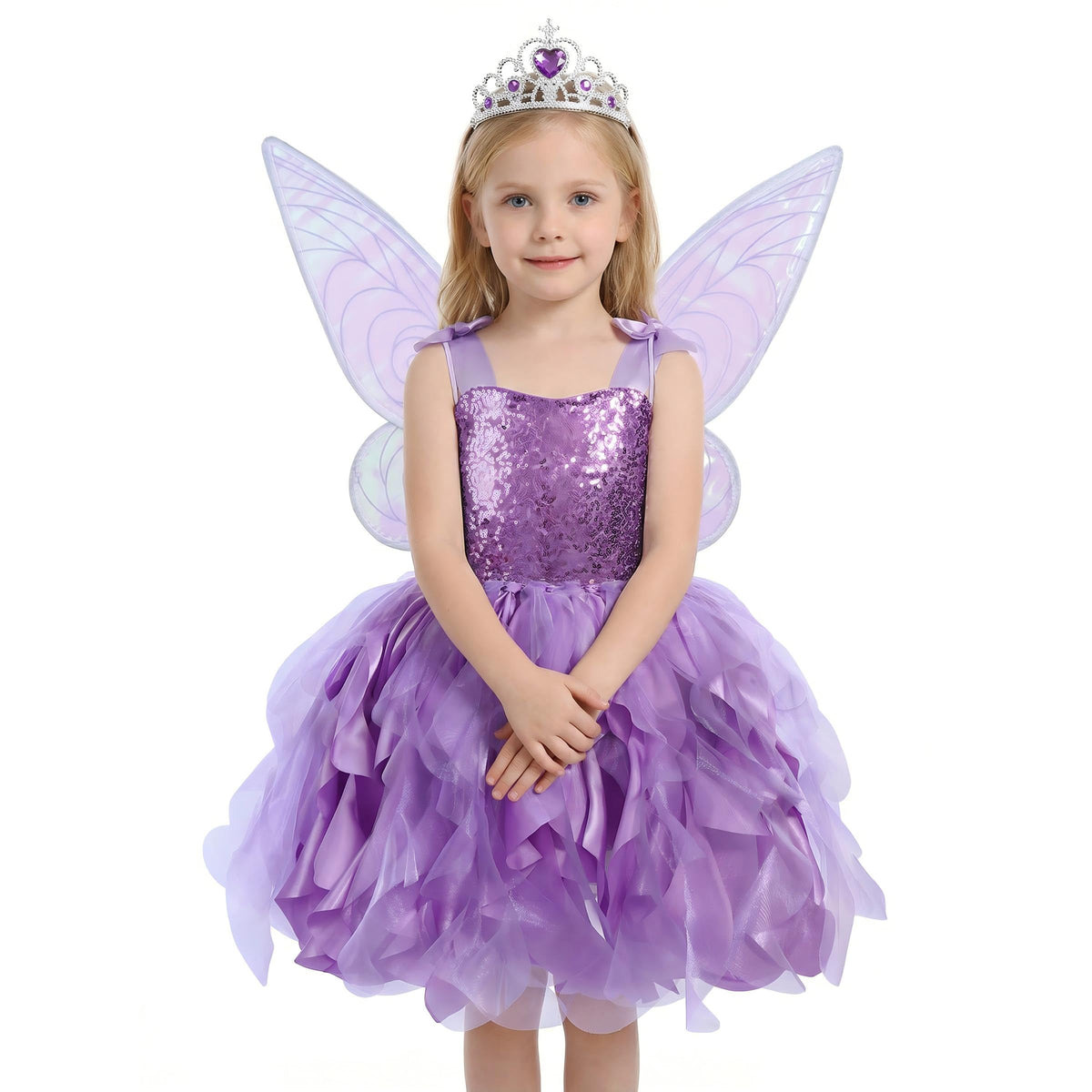 Soyoekbt Fairy Costume for Girls Princess Tutu Dress with Butterfly Wings for Girls Birthday Party Dress Up