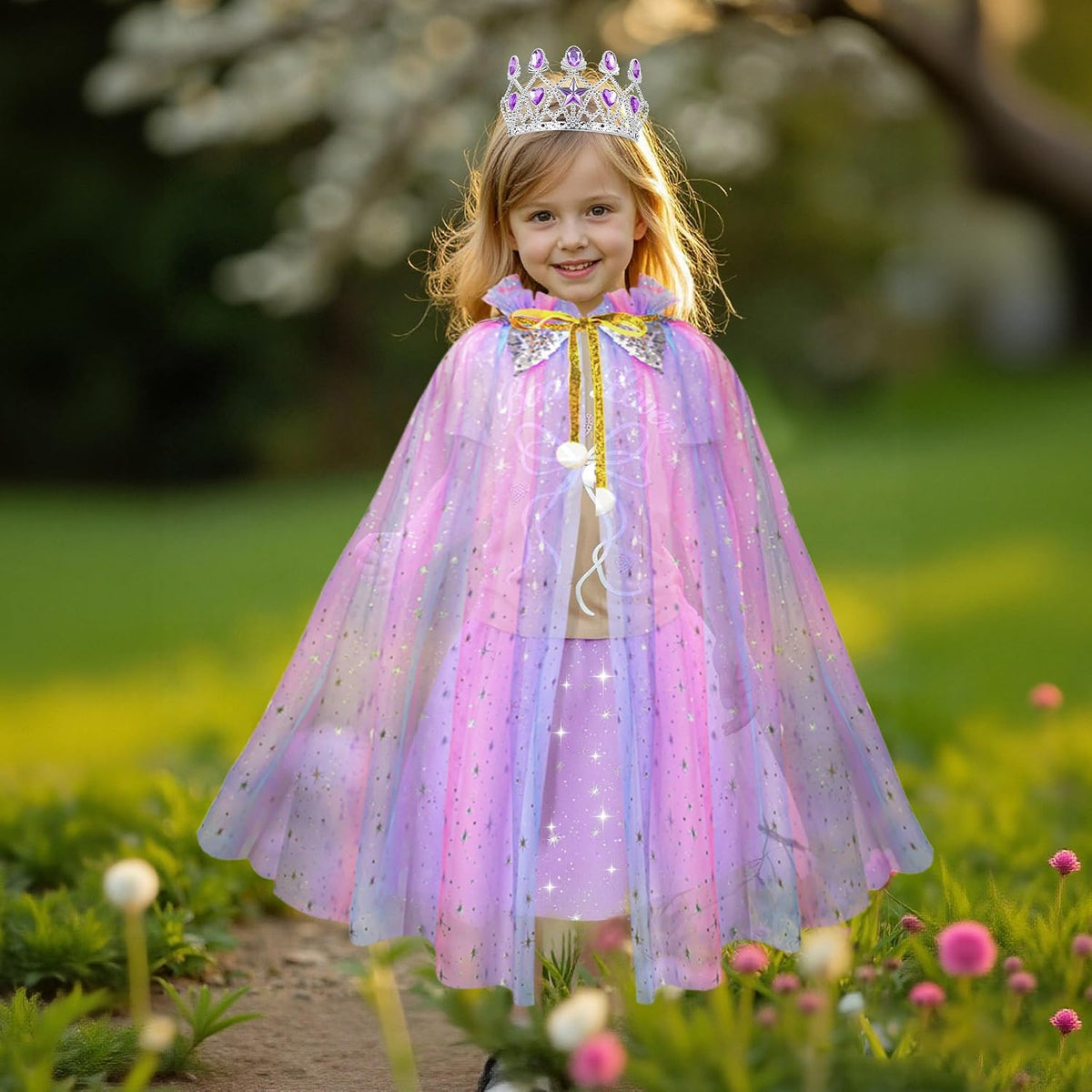 Meland Princess Dress Up Toy for Girls 3-8, Cape & Tutu Set for Girls Gift