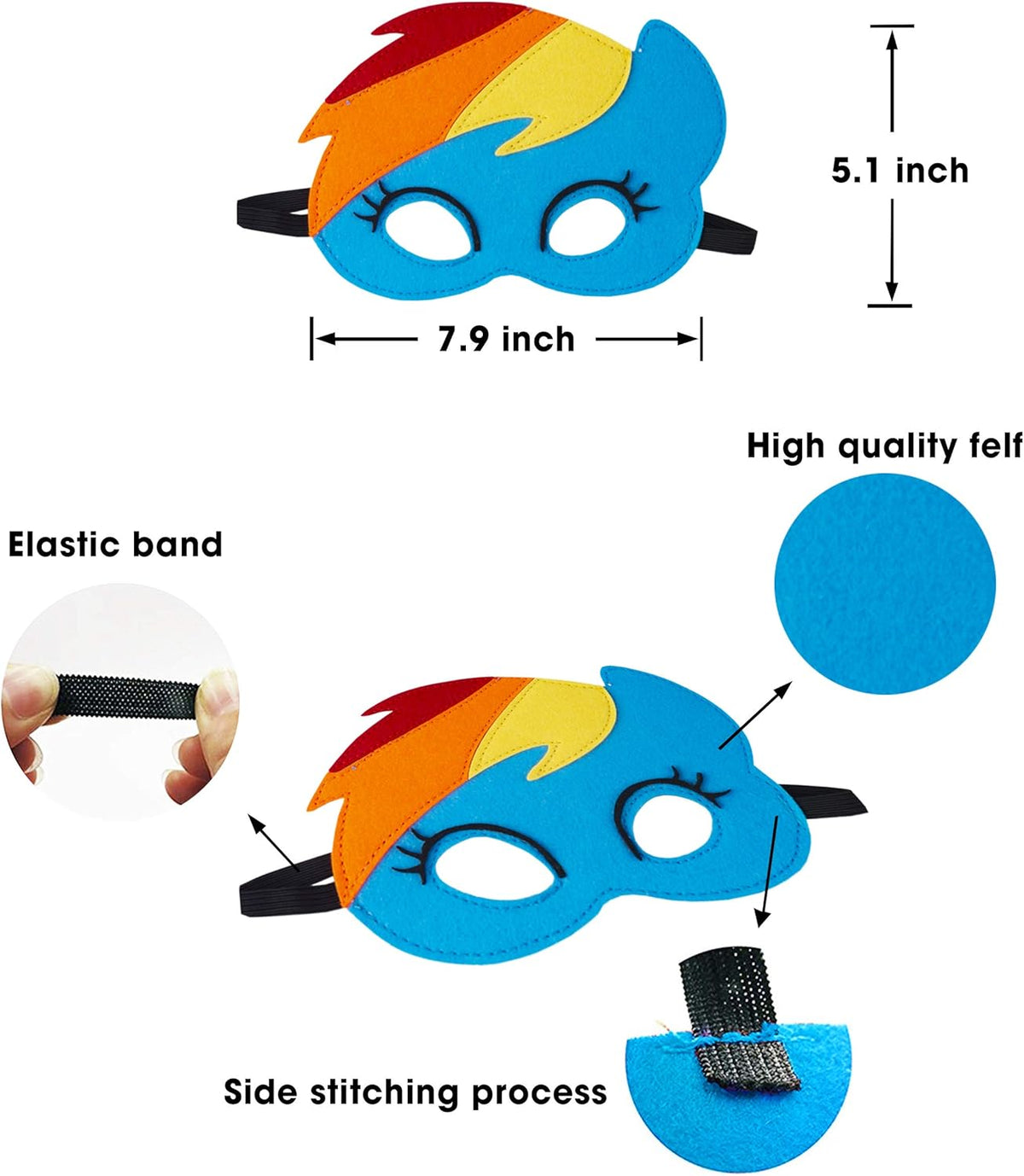 TEEHOME 12PCS My Pony Masks for Little Girls Birthday Party Favors