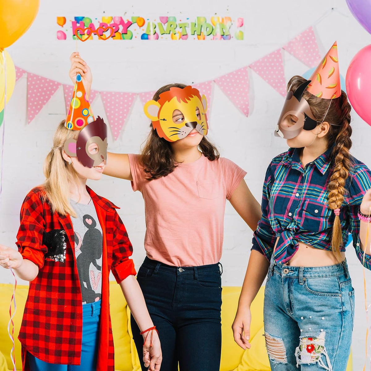 KESYOO 16pcs Paper Animal Masks Cute Jungle Animal Cosplay Masks for Kids Birthday Party Dress Up Favors