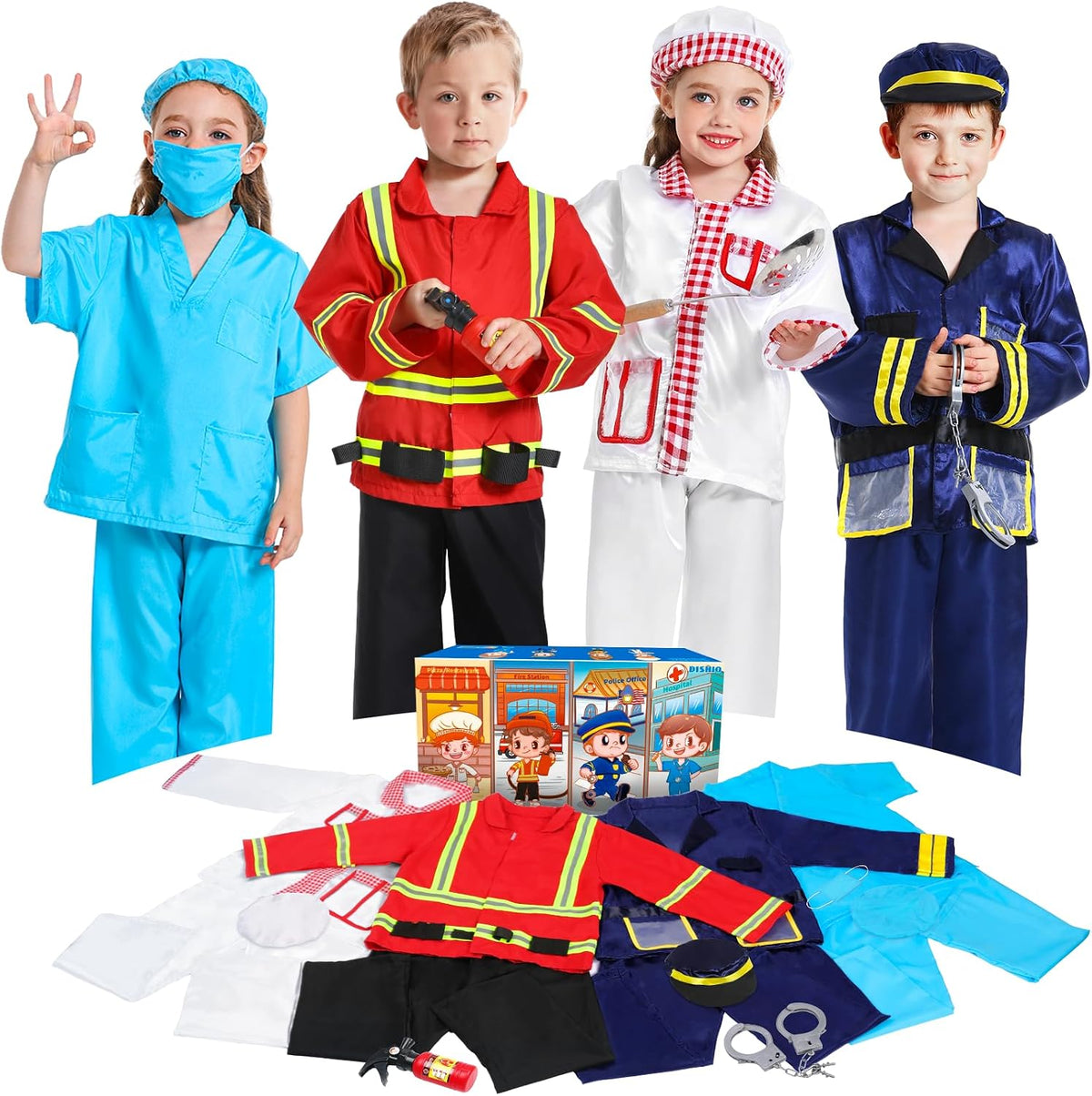 DISHIO Dress Up Clothes for Kids Pretend Role Play Costumes Trunk