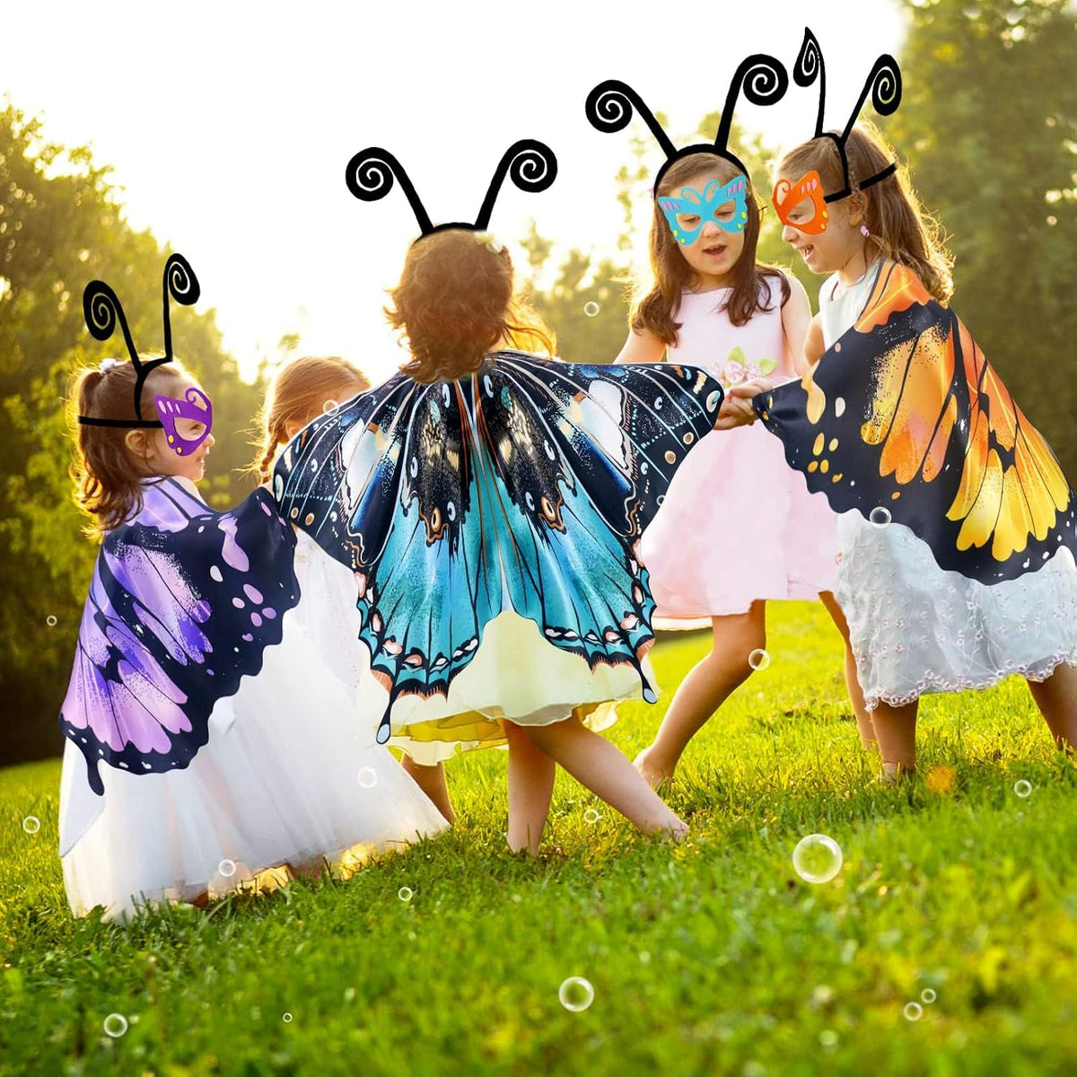 Kids Butterfly Wings Costume for Girls Dress-Up Headband Mask