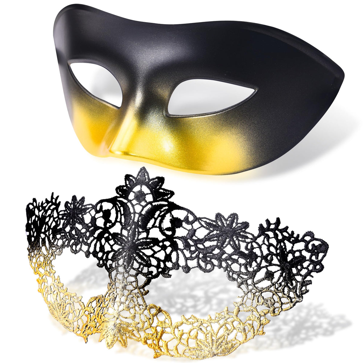 SIQUK Couple Masquerade Masks Set Venetian Party Mask Plastic Halloween Costume Mask Mardi Gras Mask for Women and Men