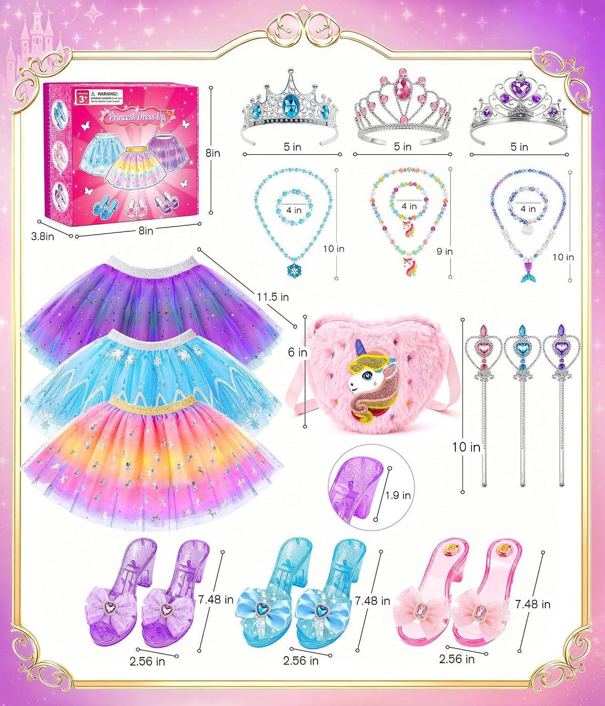 Princess Dress Up Clothes for Little Girls, Toddler Princess Dress Up Girls