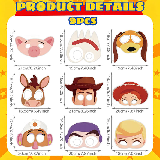 For Toy Theme Story 9Pcs Birthday Party Masks Supplies Halloween Party Favors