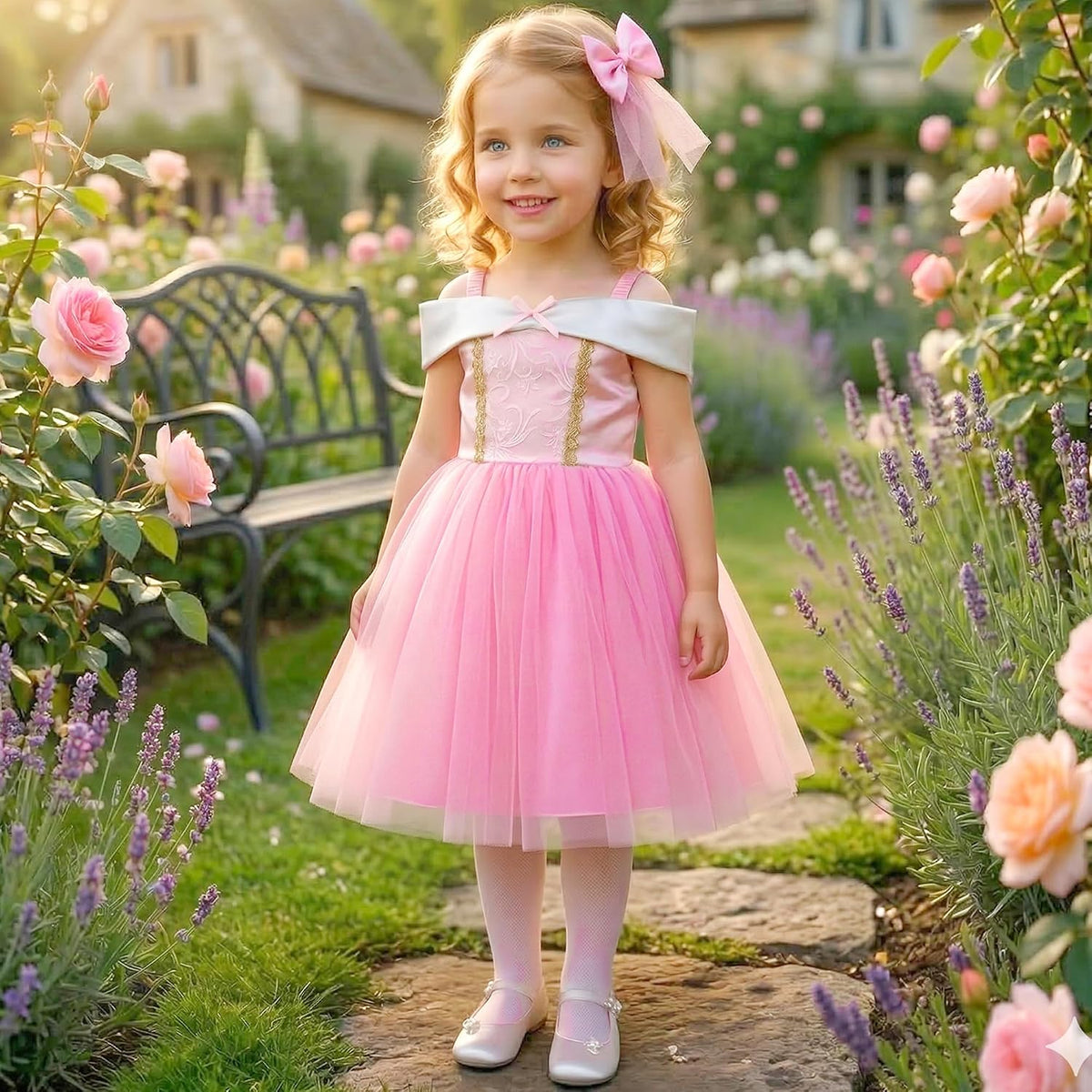 Princess Dress Up Trunk for Toddler Girls, 6 Pcs Costume Fancy Dresses Outfit for Little Kids Toddlers 2T 3-4T 4-6Y