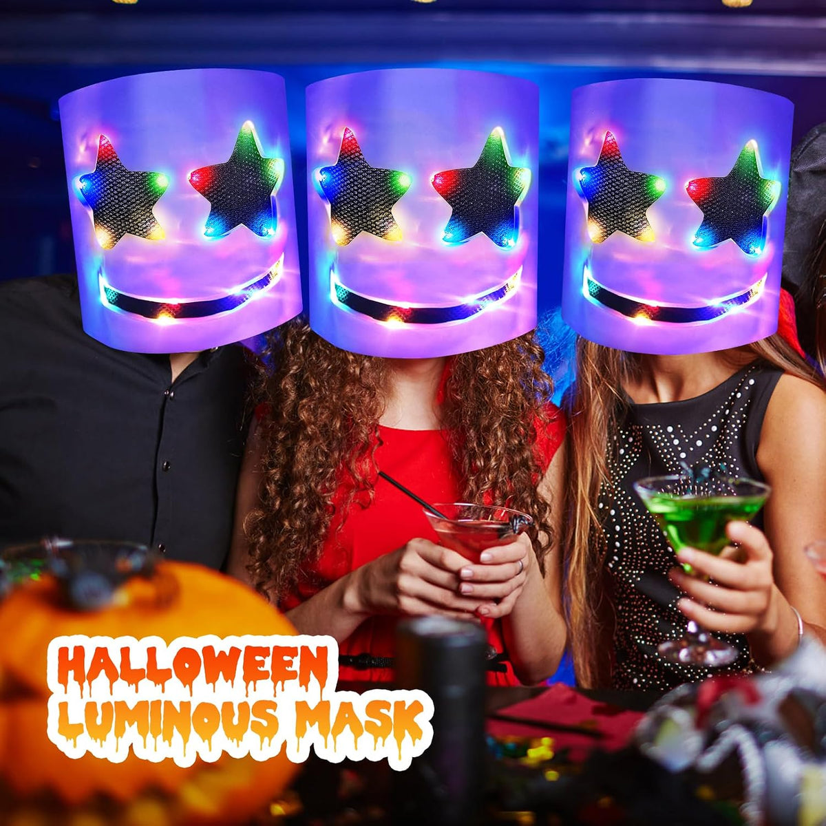 KEHOO Halloween DJ Party Mask,Christmas Party Mask, Light Up Flashing DJ Music Festival Halloween Props Mask for Christmas Xmas Costume Party