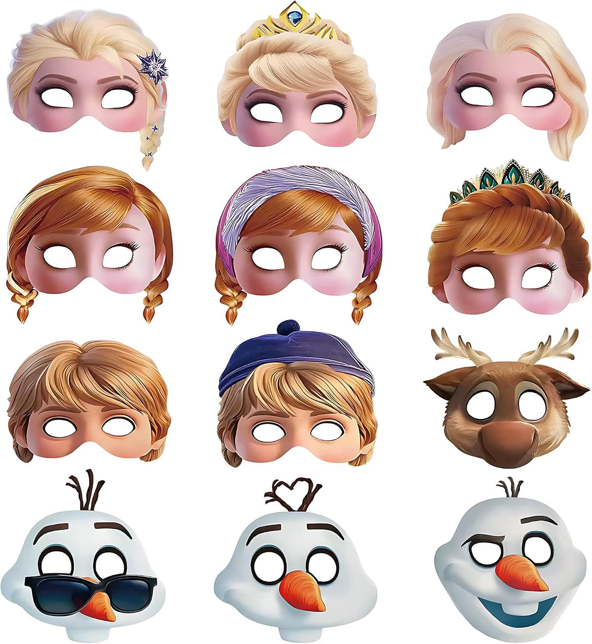 12Pcs Princess Masquerade Mask, Cute Classic Character Masks, Princess Role Playing Props, Birthday Decorations