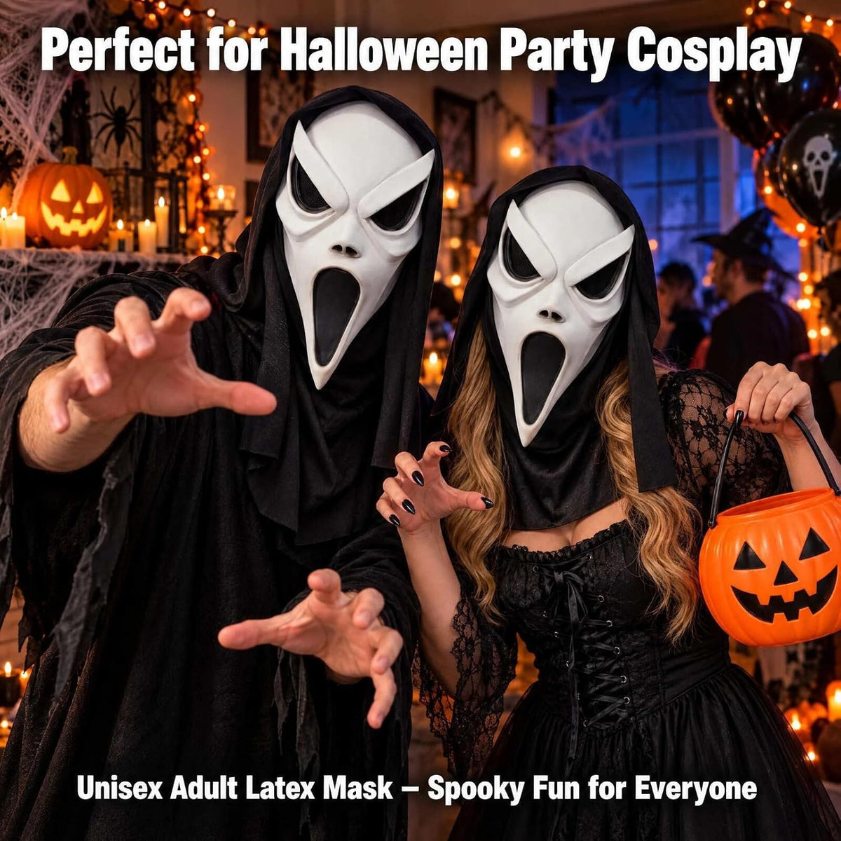 Halloween Scary Face Mask for Adults, Horror Cosplay Costume Accessory