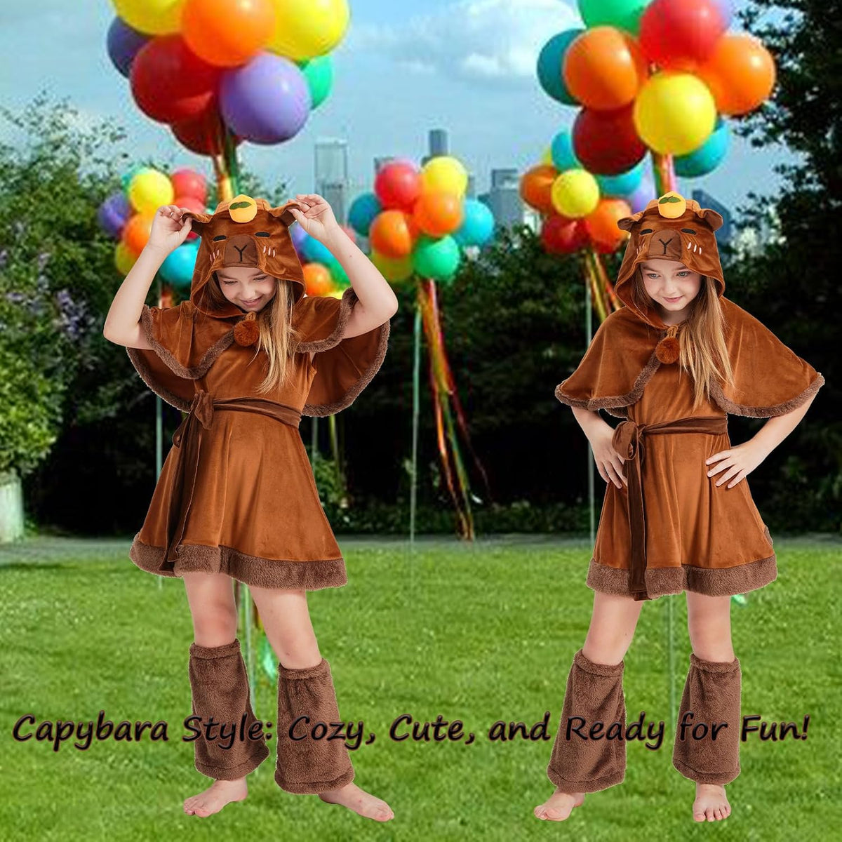 Capybara Kids Costume Set, Halloween Costume 3-Piece Outfit Cute Animal Dress-Up for Parties, and Playtime