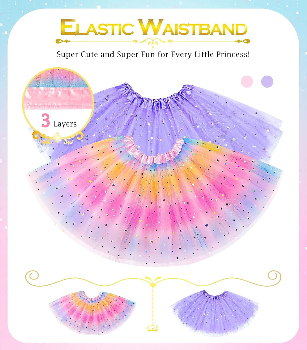 Kids Princess Dress Up Clothes for Little Girls, Dress Up Costume Set