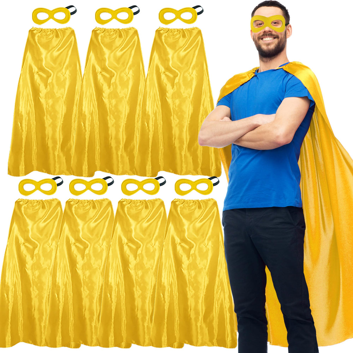 D.Q.Z Superhero Capes and Masks for Adults Bulk-Men Women Super Hero Costume Halloween Dress Up Party Favors -7 Pack