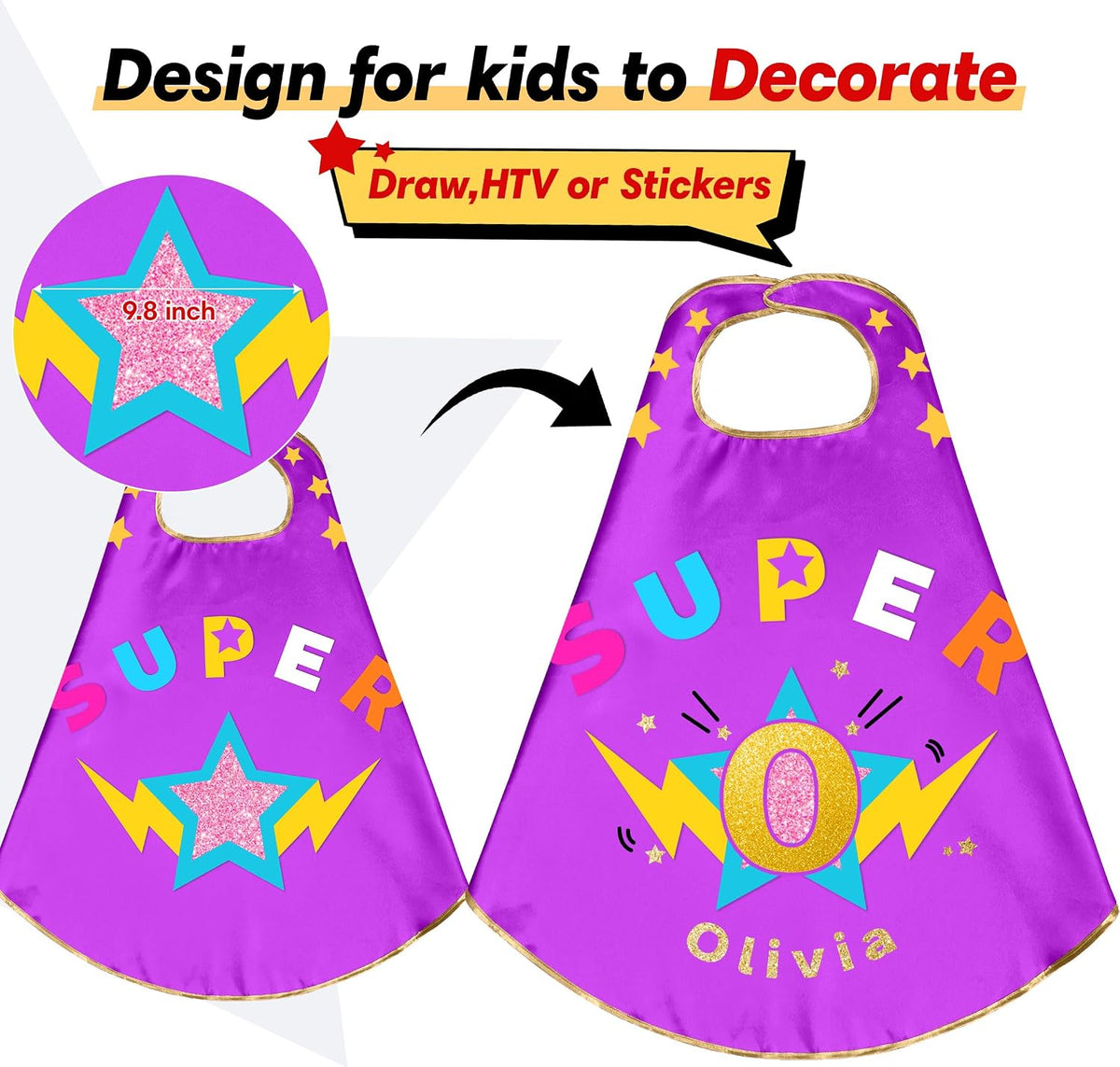 Star Superhero-Cape and Mask for Kids, Super-Hero-Costumes for Girls Boys Dress Up Toys Birthday Gifts