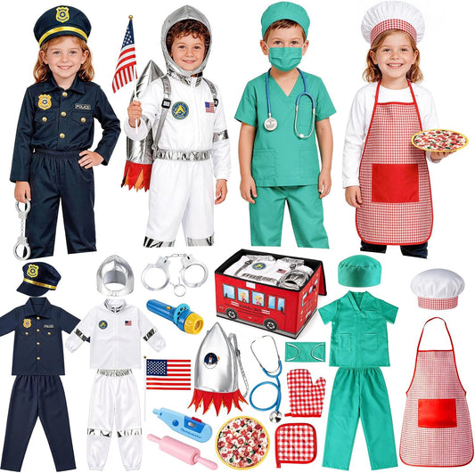 IVENRXIU dress up clothes,4-in-1 Role-Play Halloween Costumes for Ages 3–8