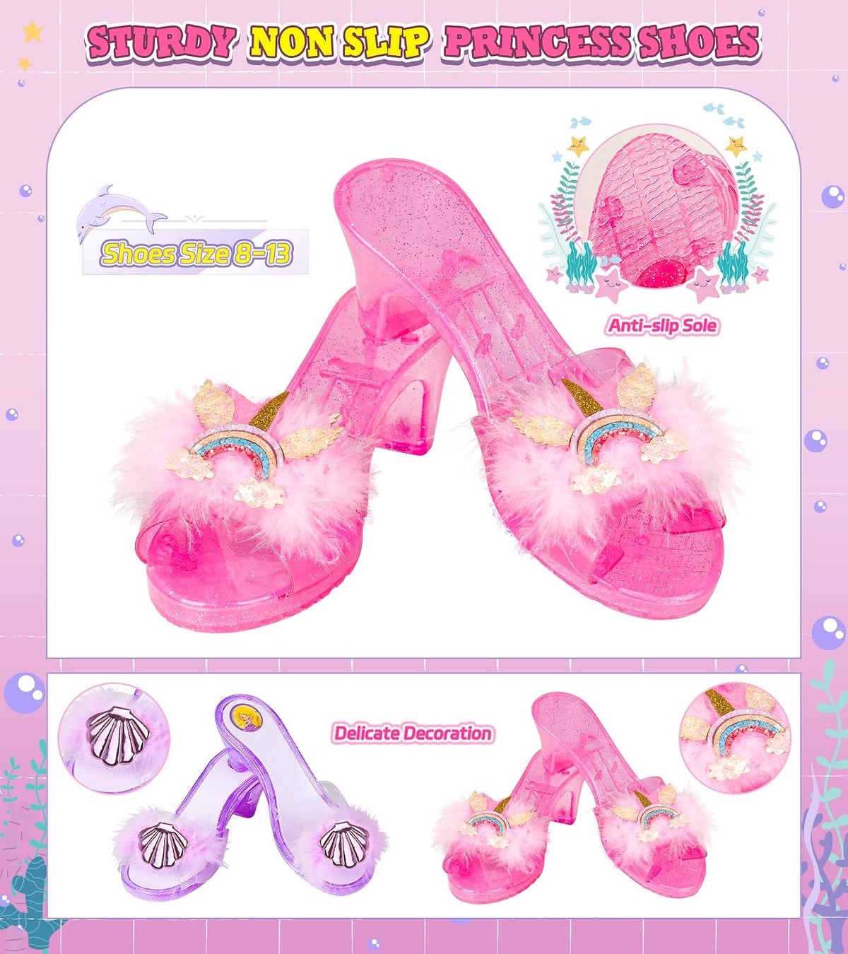 Princess Dress Up, Girls Dress Up Clothes with Princess Capes Shoes Dress