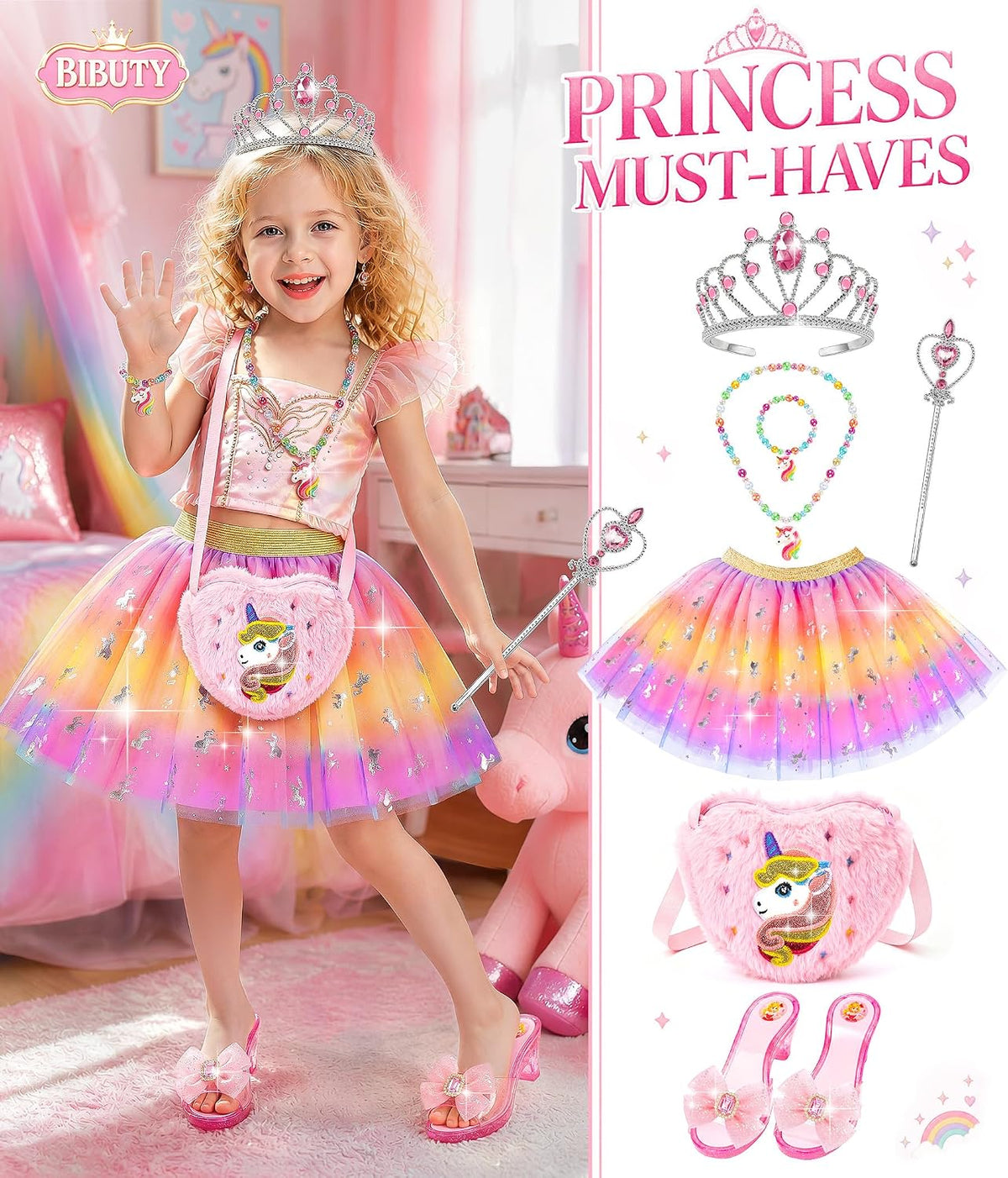 Princess Dress Up Clothes for Little Girls, Toddler Princess Dress Up Girls
