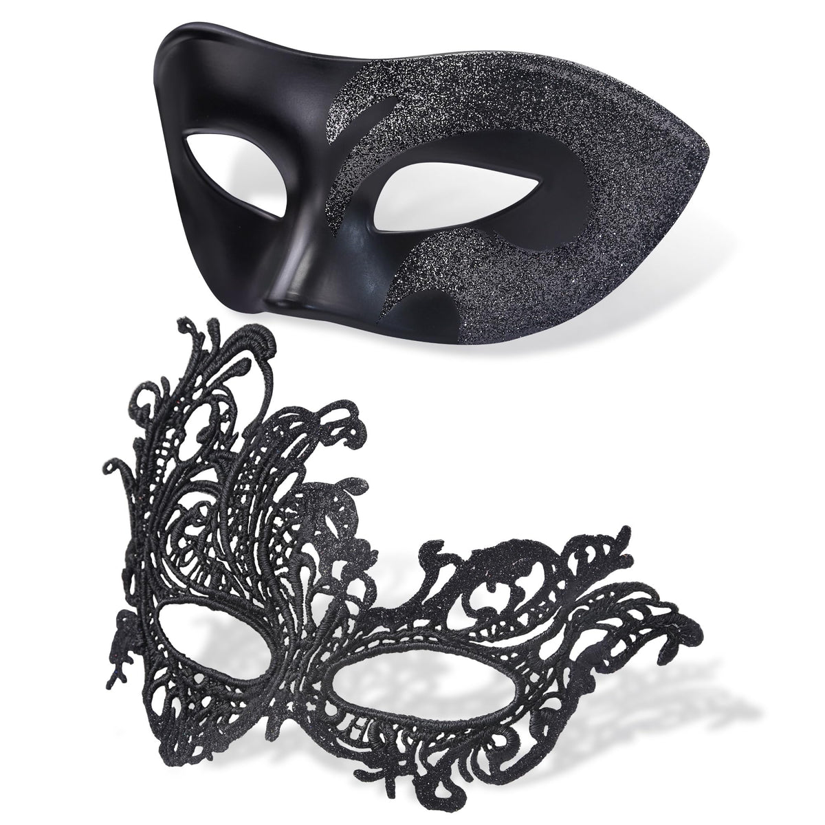 SIQUK Couple Masquerade Masks Set Venetian Party Mask Plastic Halloween Costume Mask Mardi Gras Mask for Women and Men