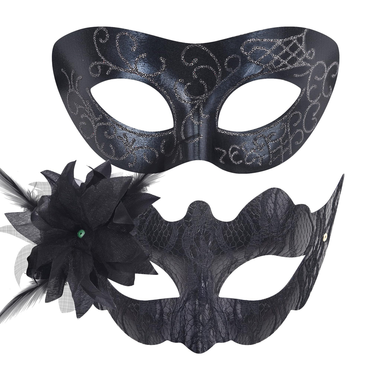 SIQUK Couple Masquerade Masks Set Venetian Party Mask Plastic Halloween Costume Mask Mardi Gras Mask for Women and Men
