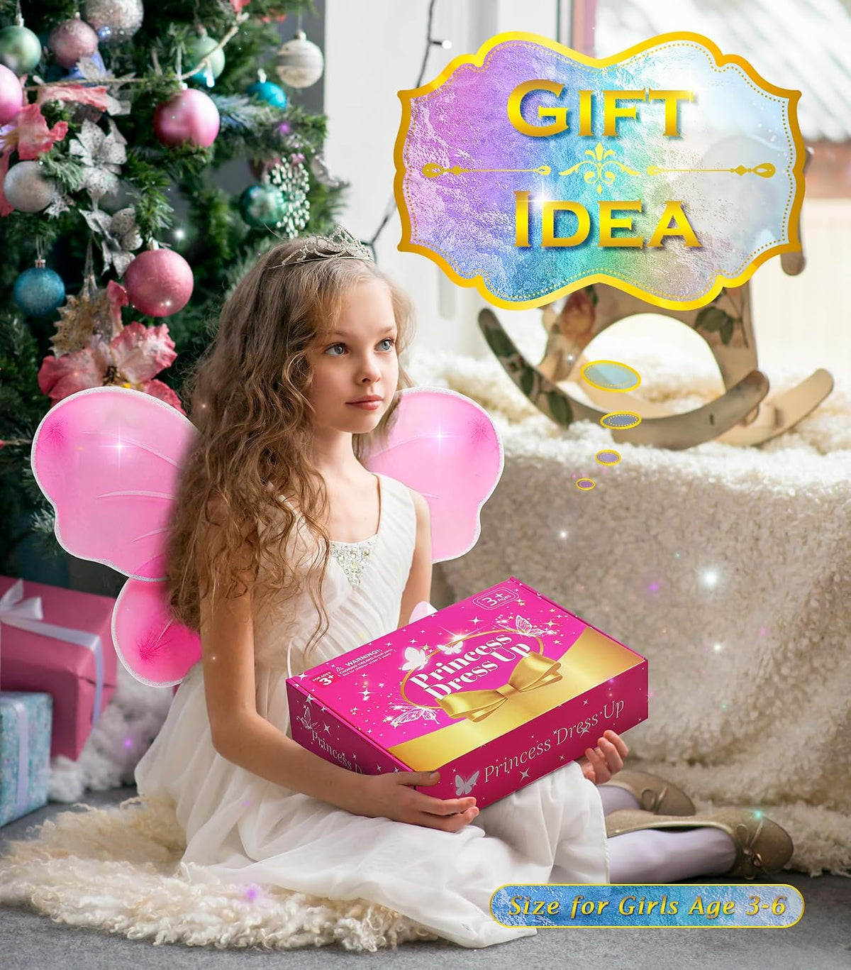 Kids Princess Dress Up Clothes for Little Girls, Dress Up Costume Set