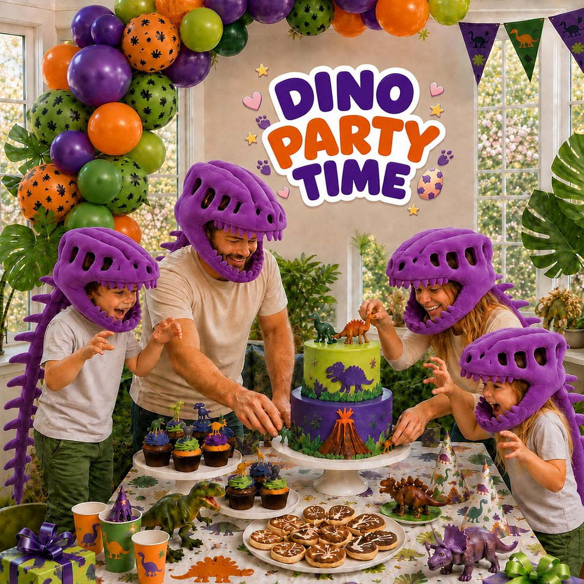 Dinosaur Skeleton Costume, Giant Dino Outfit with Realistic Mask, Halloween Cosplay Dress Up Suit for Kids