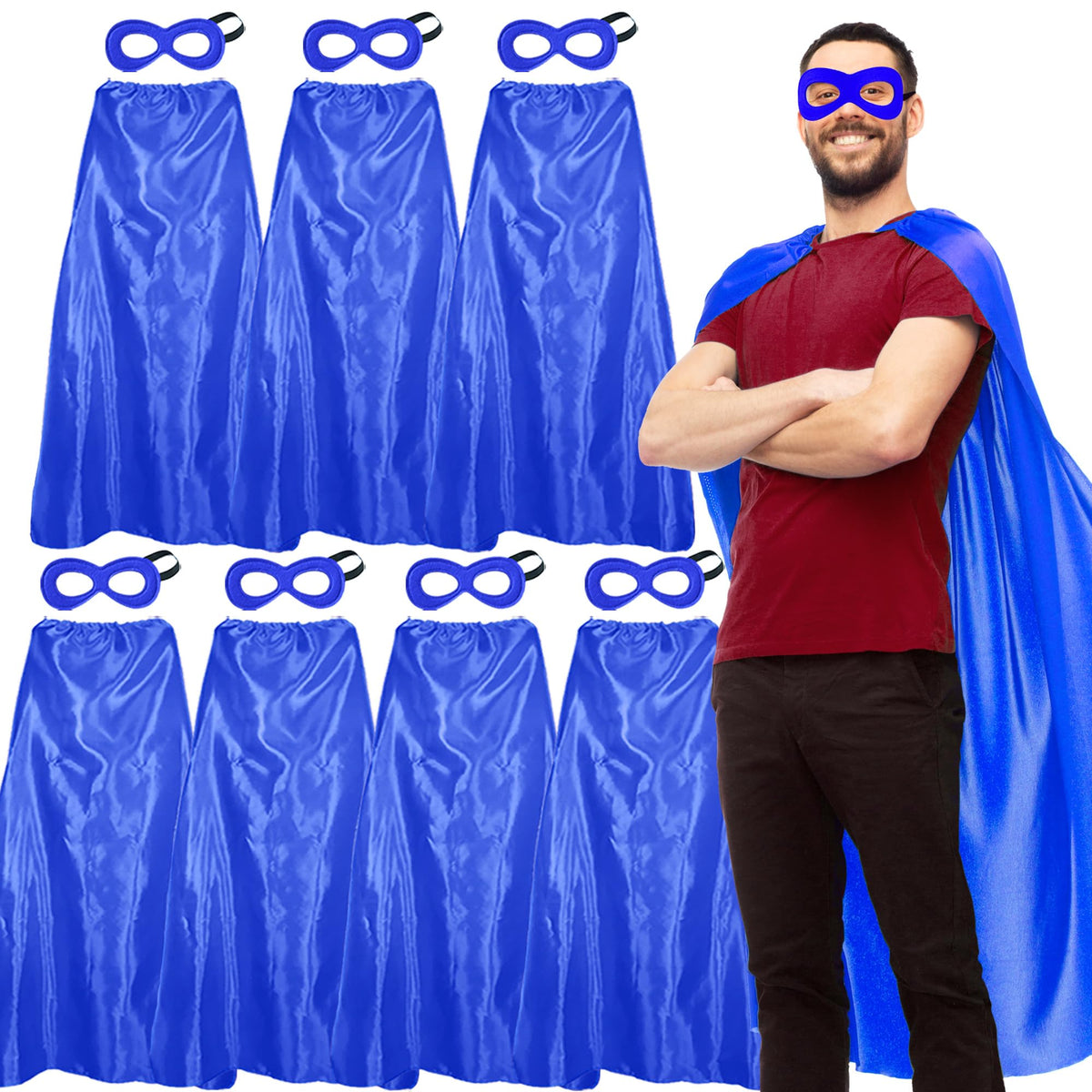 D.Q.Z Superhero Capes and Masks for Adults Bulk-Men Women Super Hero Costume Halloween Dress Up Party Favors -7 Pack