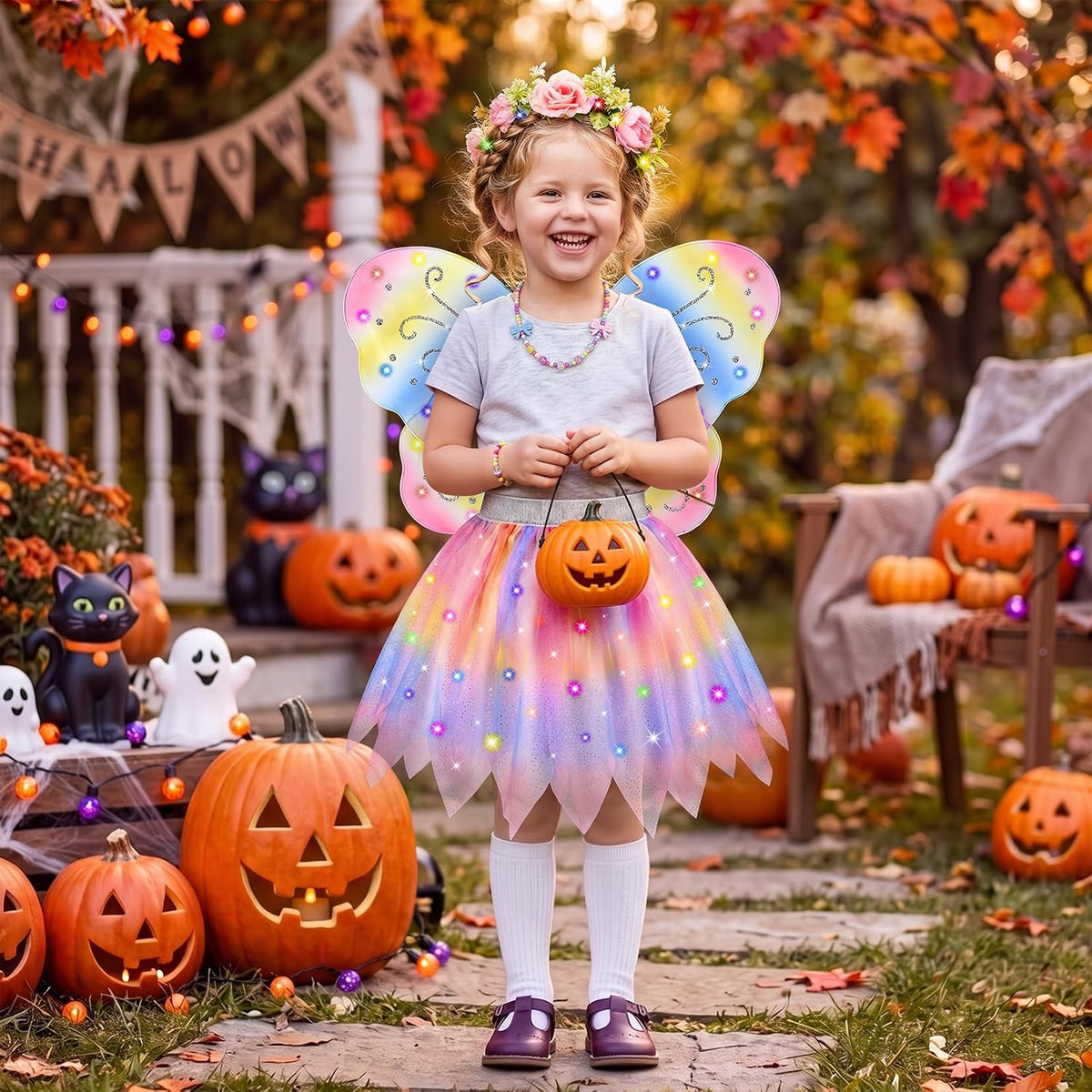 VGOFUN 6 Pcs Fairy Costume for Girls, Light up Butterfly Costume for Girls