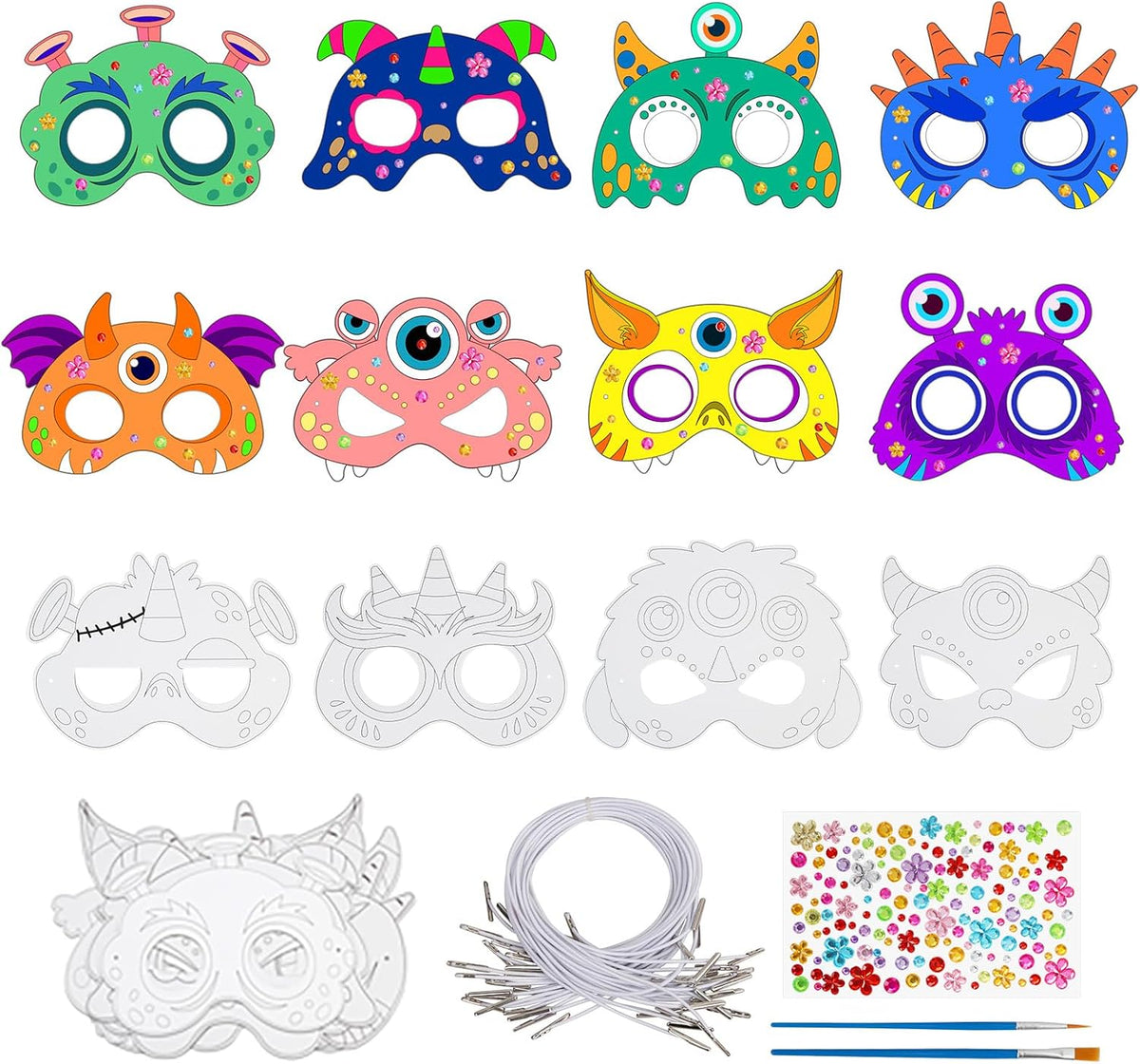 24 Pcs Halloween Monster Crafts for Kids DIY Coloring Masks School