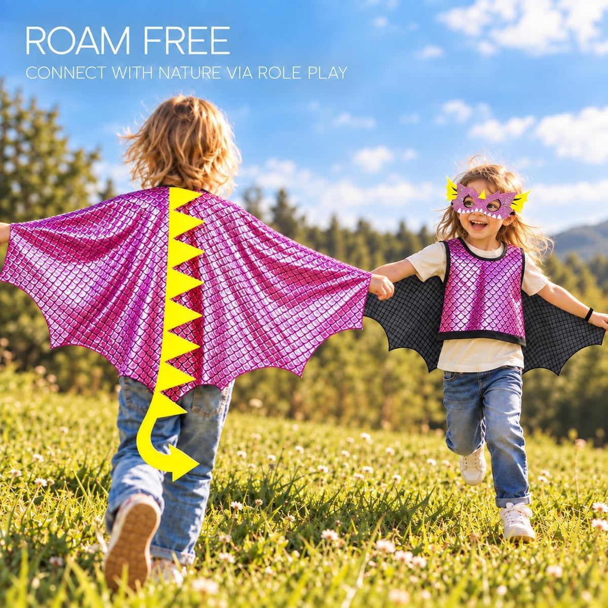 Dragon Wings Costume for Kids Dinosaur Toys with Dino Mask Cape