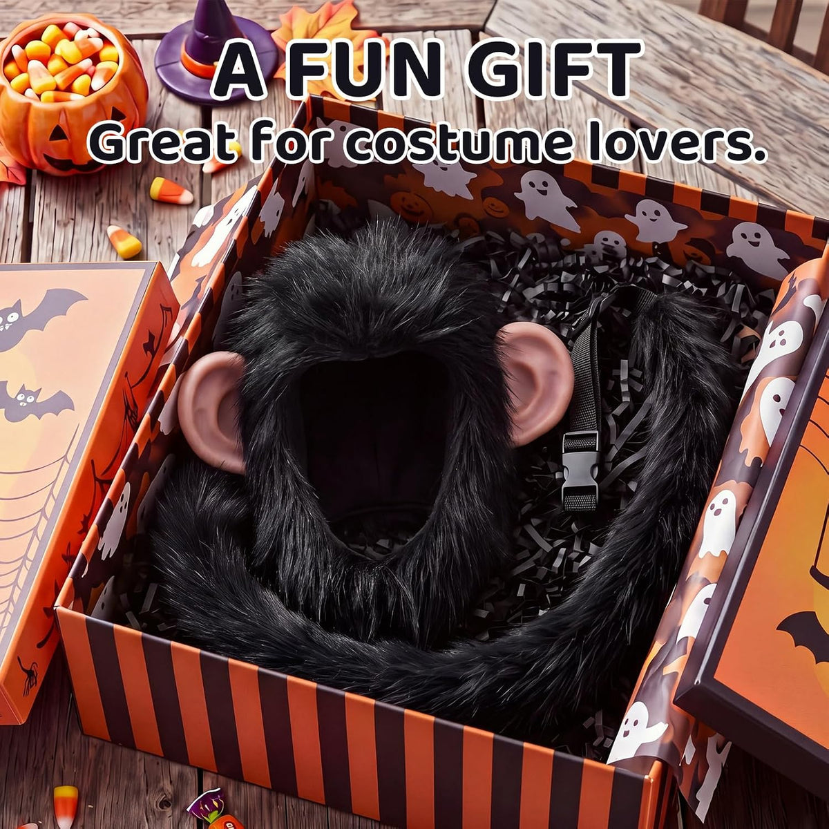 Hercicy 2 Pcs Monkey Cosplay Creepy Head Mask Face Monkey Tail