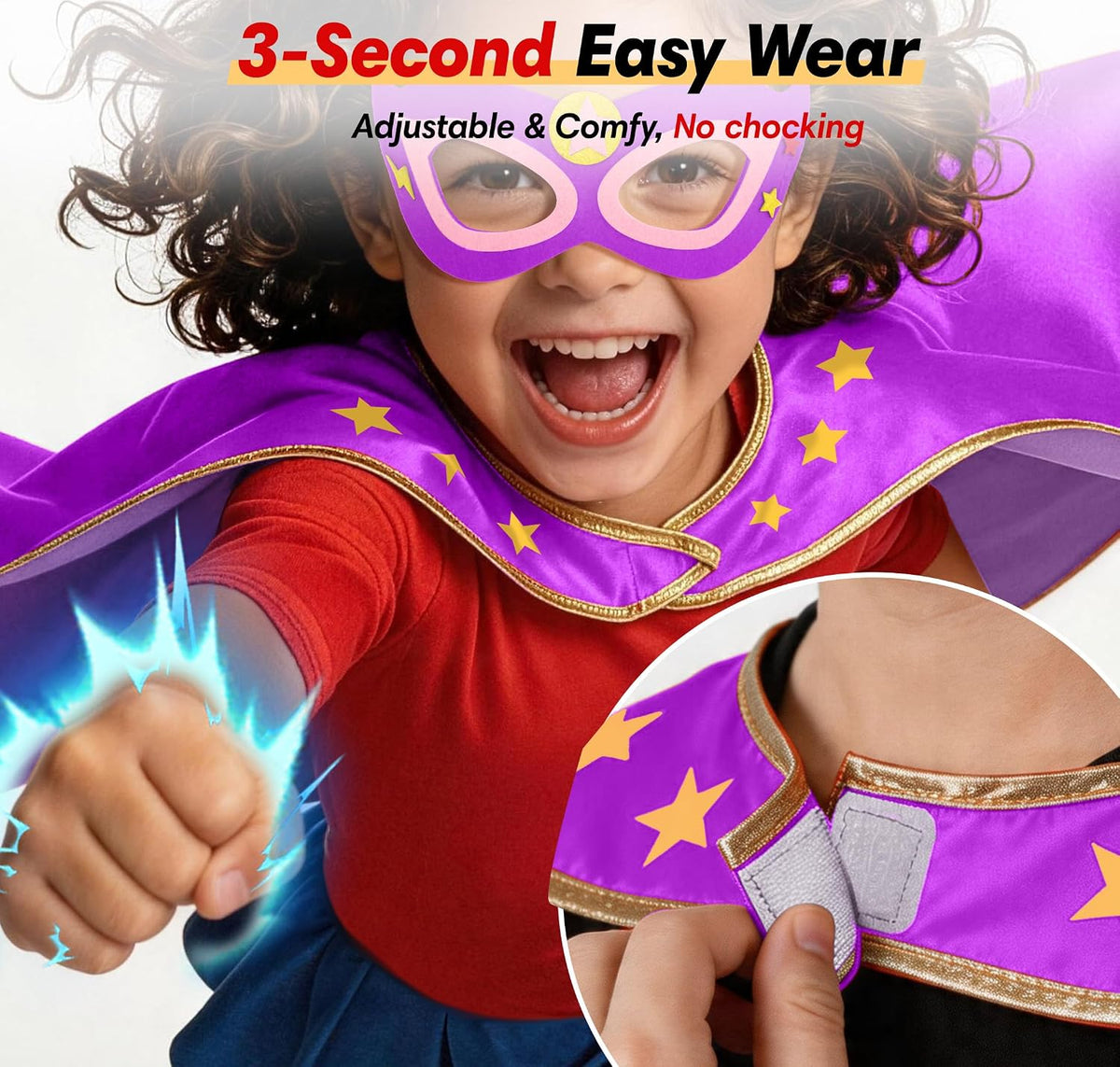 Star Superhero-Cape and Mask for Kids, Super-Hero-Costumes for Girls Boys Dress Up Toys Birthday Gifts