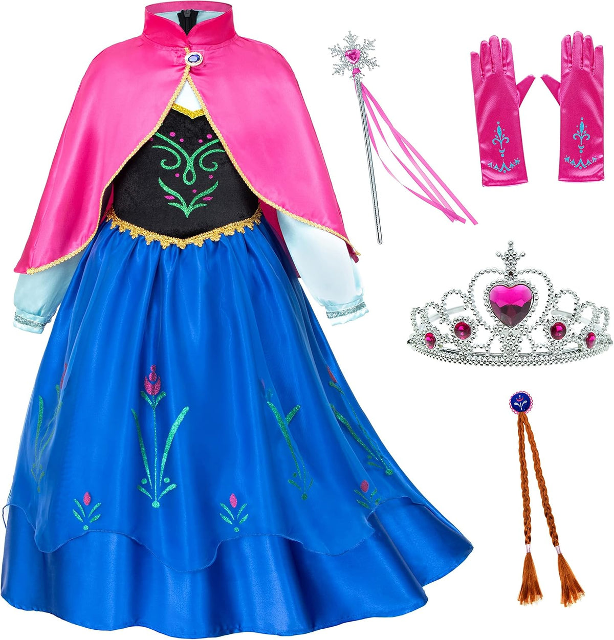 Princess Costumes Birthday Party Dress Up for Little Girls/Long Sleeve with Cape