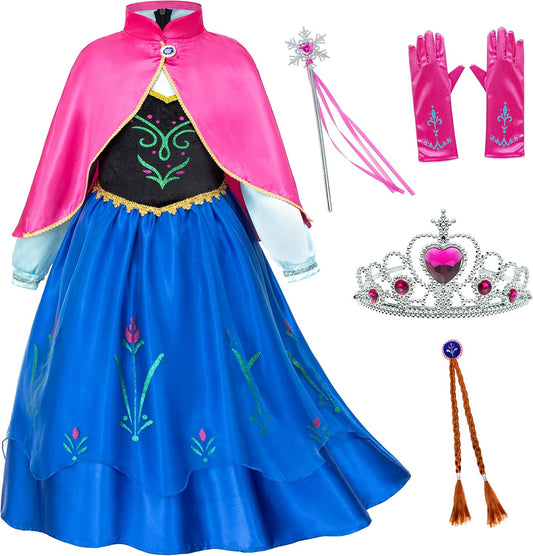 Princess Costumes Birthday Party Dress Up for Little Girls/Long Sleeve with Cape