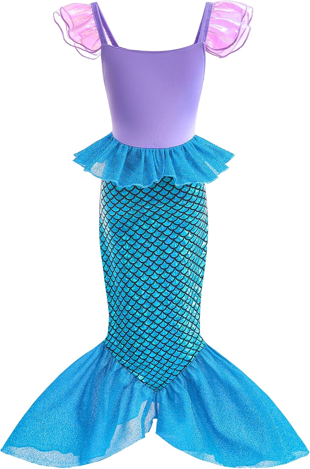 BanKids Princess Little Mermaid Costume Ariel Dress for Grils Birthday Party Halloween Cosplay Costumes 3-10Years