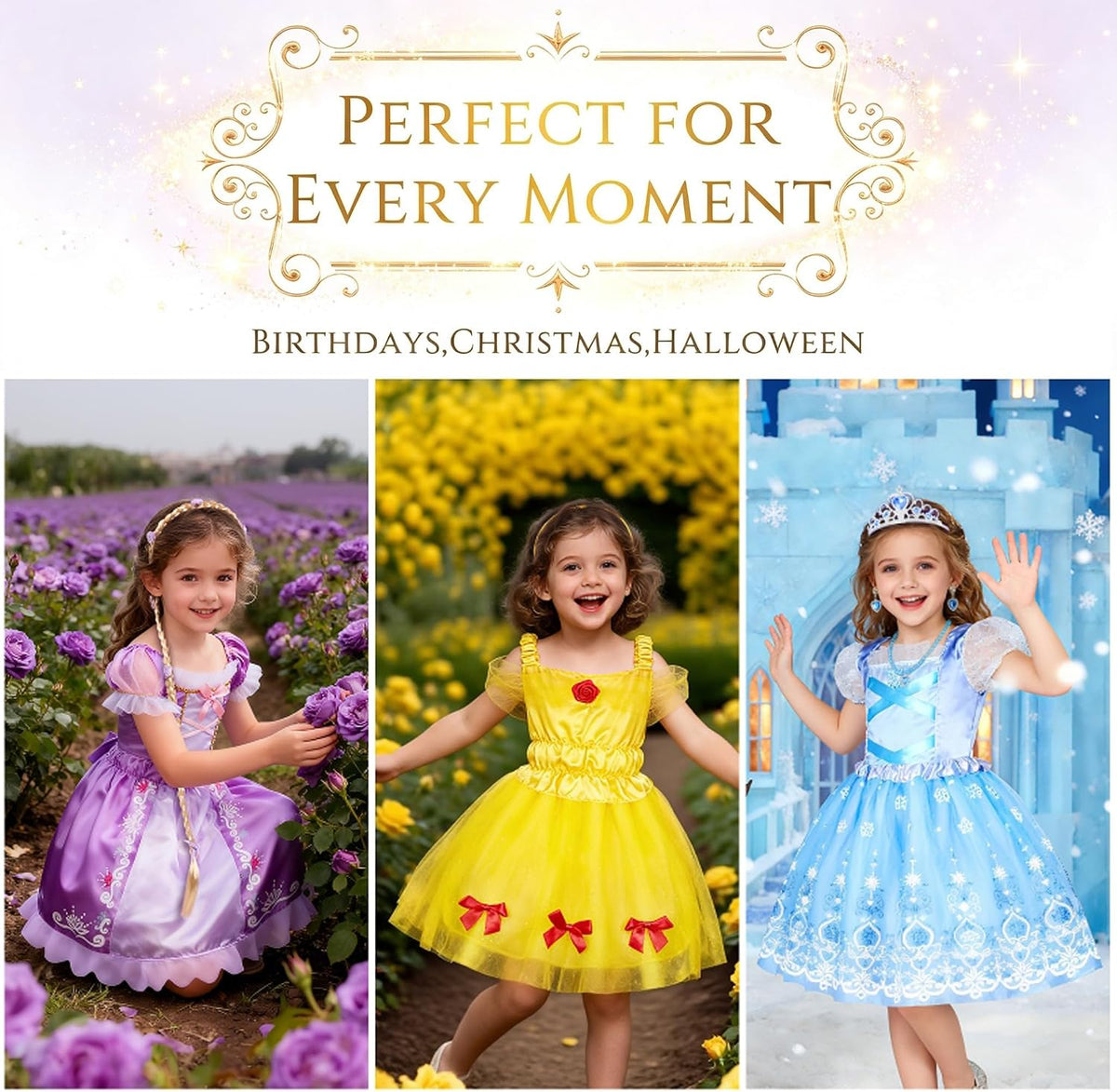 VGOFUN Princess Dress up Clothes for Girl 4-6,Princess Costumes for Girls