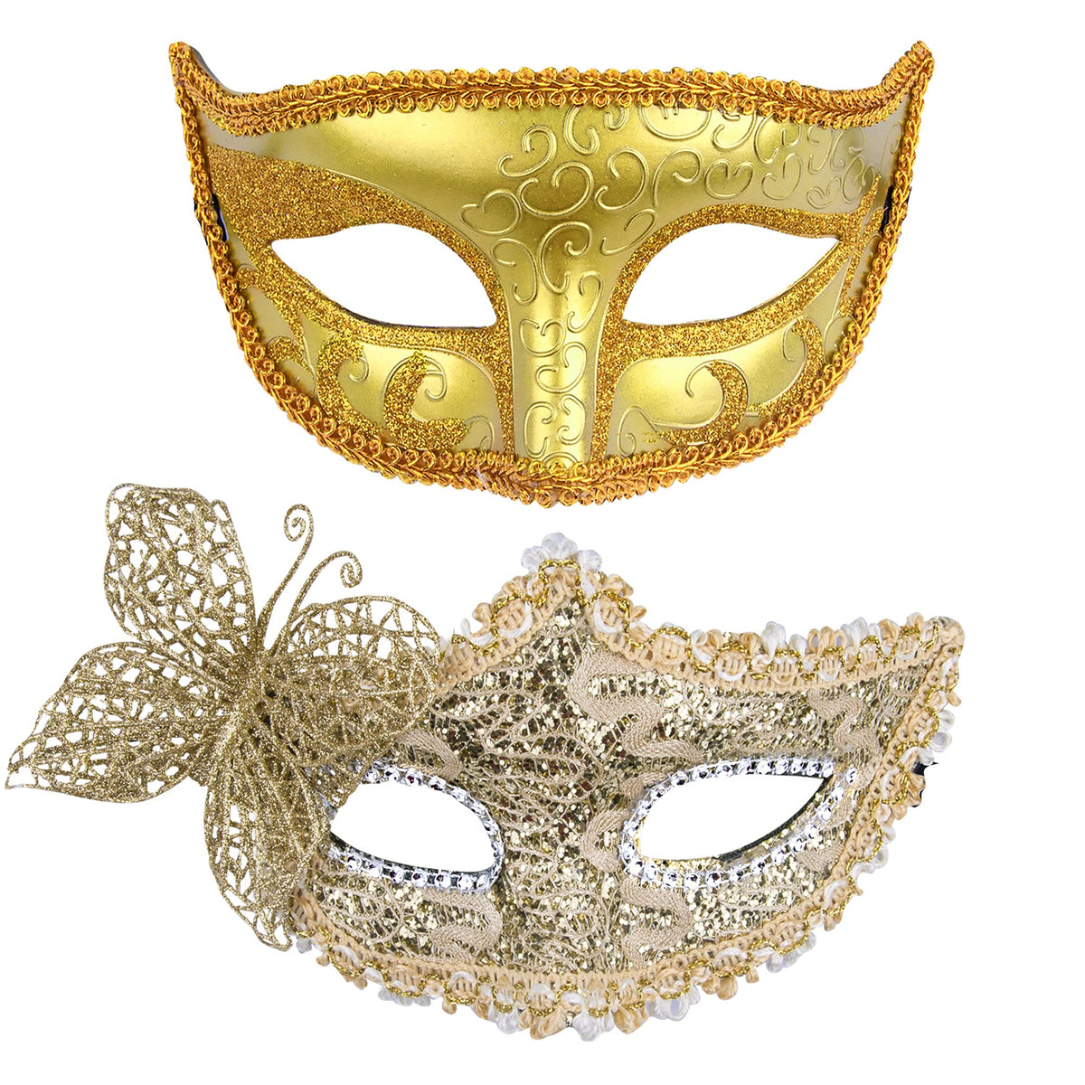 SIQUK Couple Masquerade Masks Set Venetian Party Mask Plastic Halloween Costume Mask Mardi Gras Mask for Women and Men