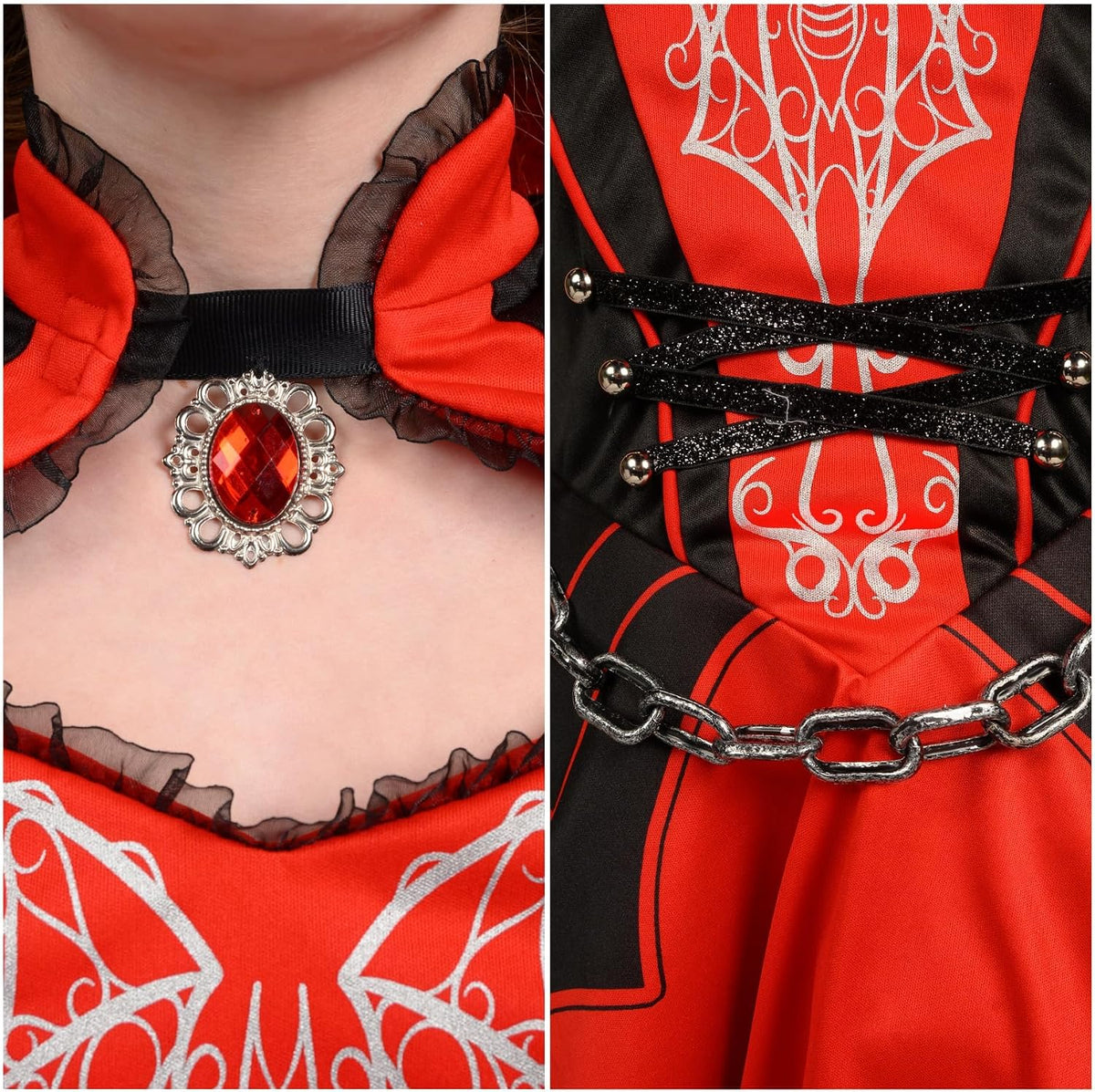 Spooktacular Creations Halloween Girls Vampire Costume, Red Dark Vampire Dress Costume for Girls Halloween Dress up