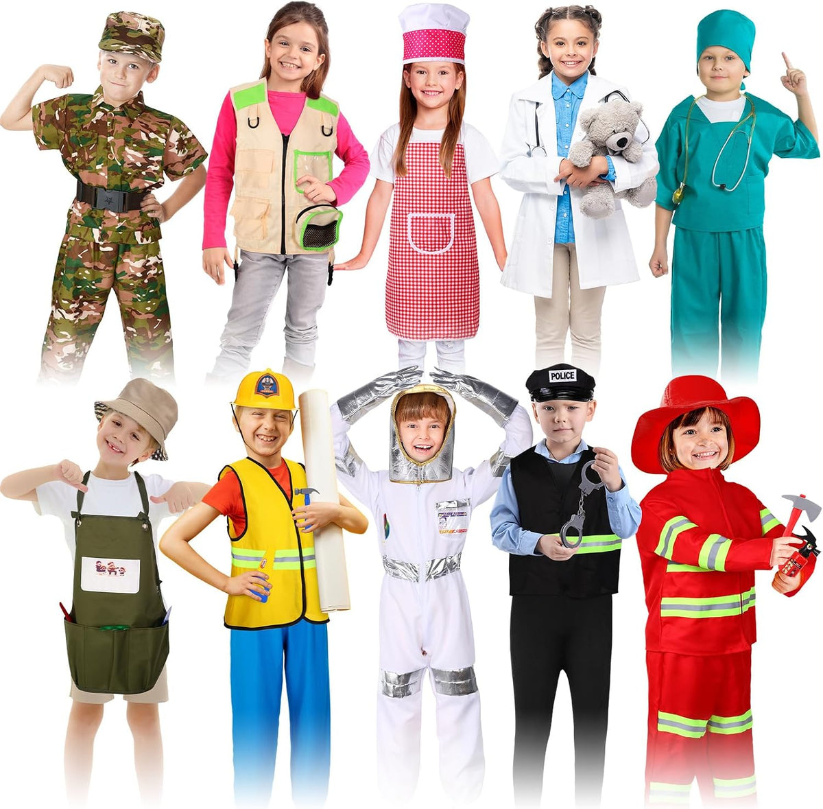 Vicenpal 10 Set Kids Dress up Costumes for Ages 3-8, Career Role Play