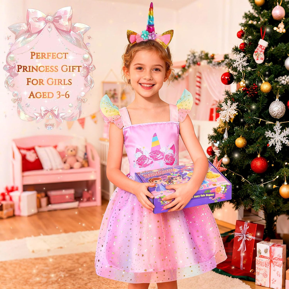 VGOFUN Princess Dress up Clothes for Girl 4-6,Princess Costumes for Girls