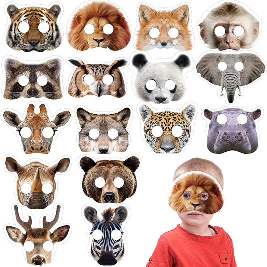 Marsui 32 Pcs Unicorn Monster Safari Animal Face Masks for Kids Cartoon Masks for Animal Birthday Party Decorations