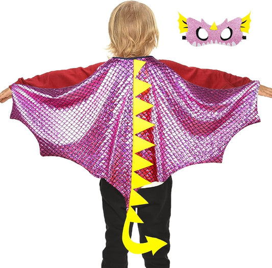Dragon Wings Costume for Kids Dinosaur Toys with Dino Mask Cape