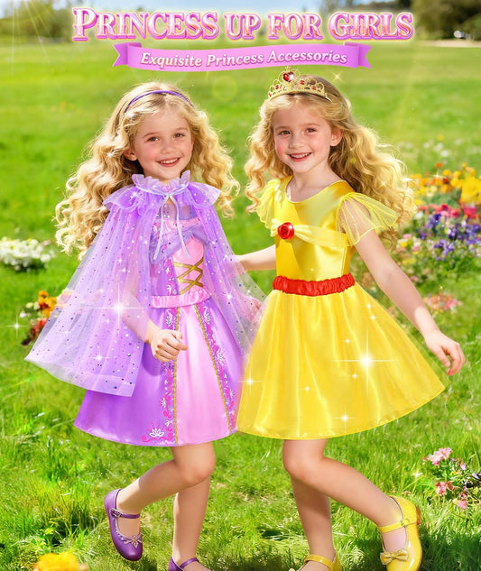Jeowoqao Princess Dresses for Girls, Princess Dress Up Clothes Little Girls